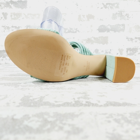 NEW Stuart Weitzman MINT EUCALYPTUS Twist Block Slide High Heel Sandals F404 - Picture 8 of 13